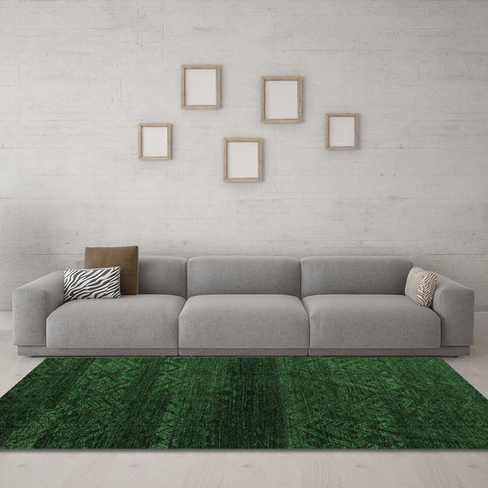 Machine Washable Abstract Emerald Green Modern Area Rugs in a Living Room,, wshabs4608emgrn