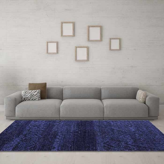Machine Washable Abstract Blue Modern Rug in a Living Room, wshabs4608blu