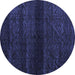 Round Abstract Blue Modern Rug, abs4608blu