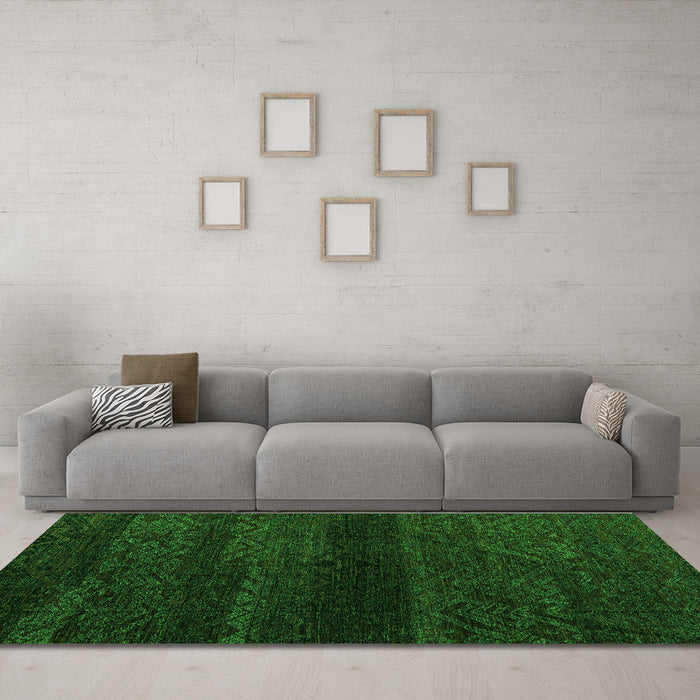 Machine Washable Abstract Green Modern Area Rugs in a Living Room,, wshabs4608grn