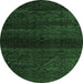 Round Abstract Emerald Green Modern Rug, abs4608emgrn