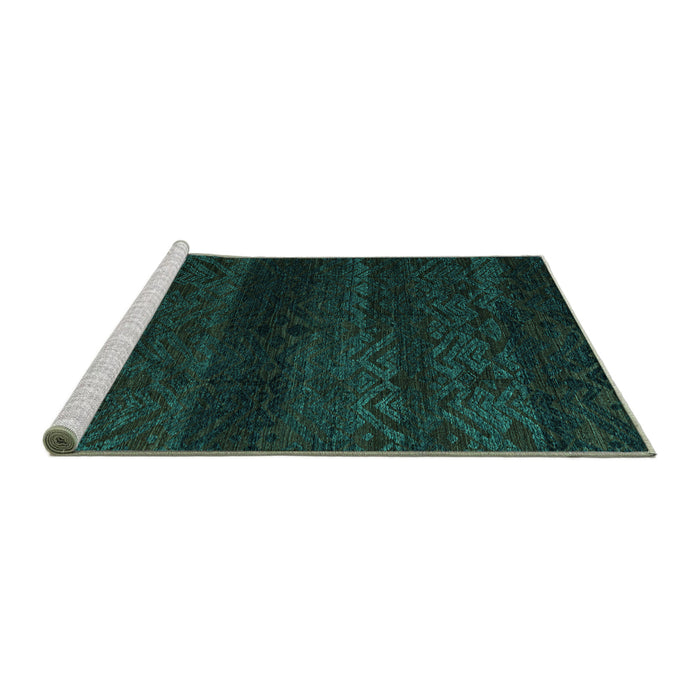 Sideview of Machine Washable Abstract Turquoise Modern Area Rugs, wshabs4608turq