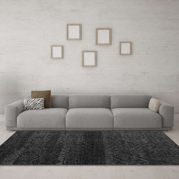 Machine Washable Abstract Gray Modern Rug in a Living Room,, wshabs4608gry
