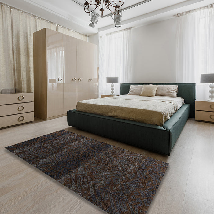 Machine Washable Abstract Black Rug in a Bedroom, wshabs4608