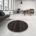 Round Abstract Black Modern Rug in a Office, abs4608