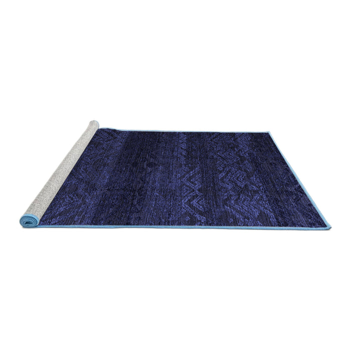 Sideview of Machine Washable Abstract Blue Modern Rug, wshabs4608blu
