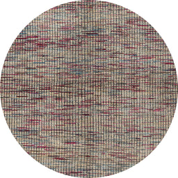 Round Abstract Dark Brown Modern Rug, abs4609