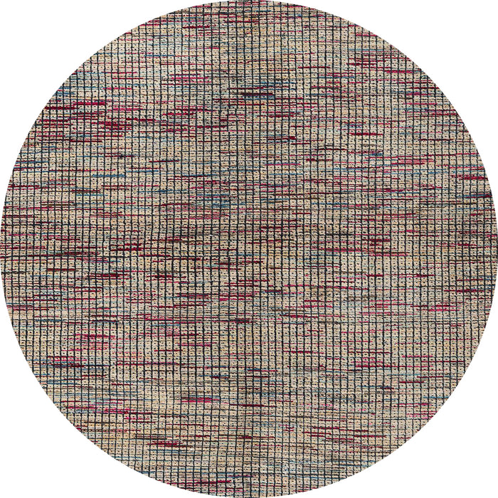 Round Abstract Dark Brown Modern Rug, abs4609