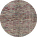 Round Abstract Dark Brown Modern Rug, abs4609