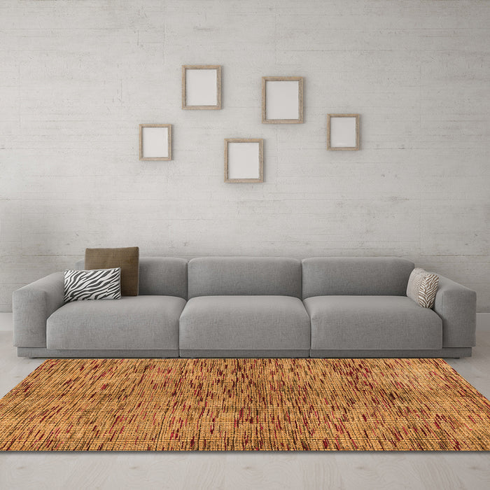 Machine Washable Abstract Orange Modern Area Rugs in a Living Room, wshabs4609org