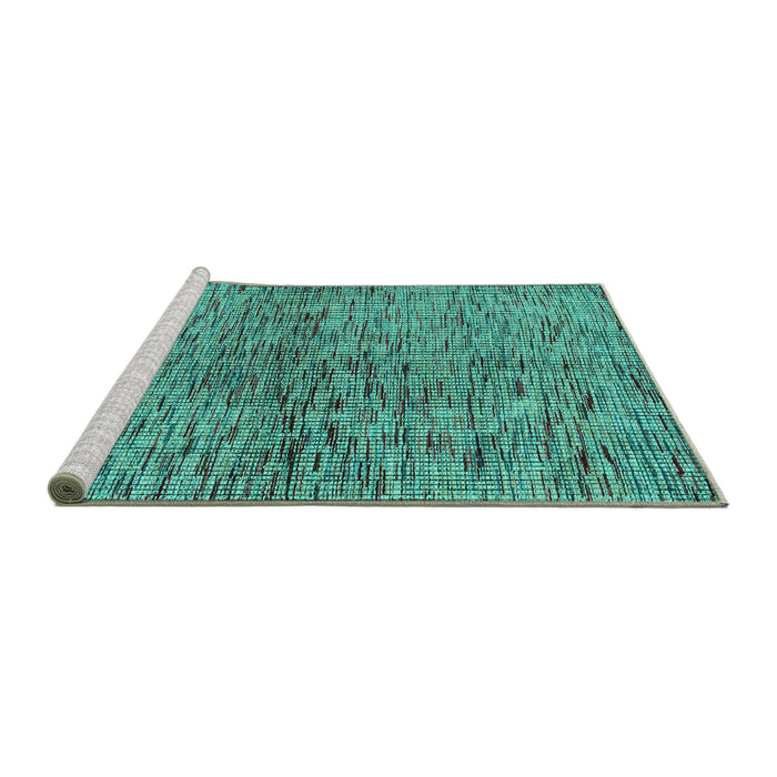 Sideview of Machine Washable Abstract Turquoise Modern Area Rugs, wshabs4609turq