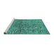 Sideview of Machine Washable Abstract Turquoise Modern Area Rugs, wshabs4609turq