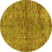 Round Machine Washable Abstract Yellow Modern Rug, wshabs4609yw