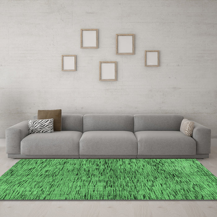 Machine Washable Abstract Emerald Green Modern Area Rugs in a Living Room,, wshabs4609emgrn