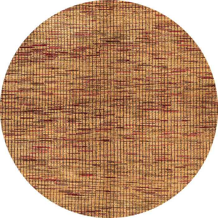 Round Machine Washable Abstract Orange Modern Area Rugs, wshabs4609org