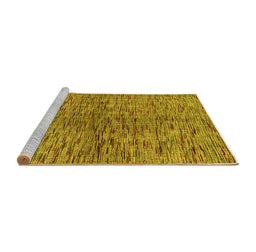 Sideview of Machine Washable Abstract Yellow Modern Rug, wshabs4609yw