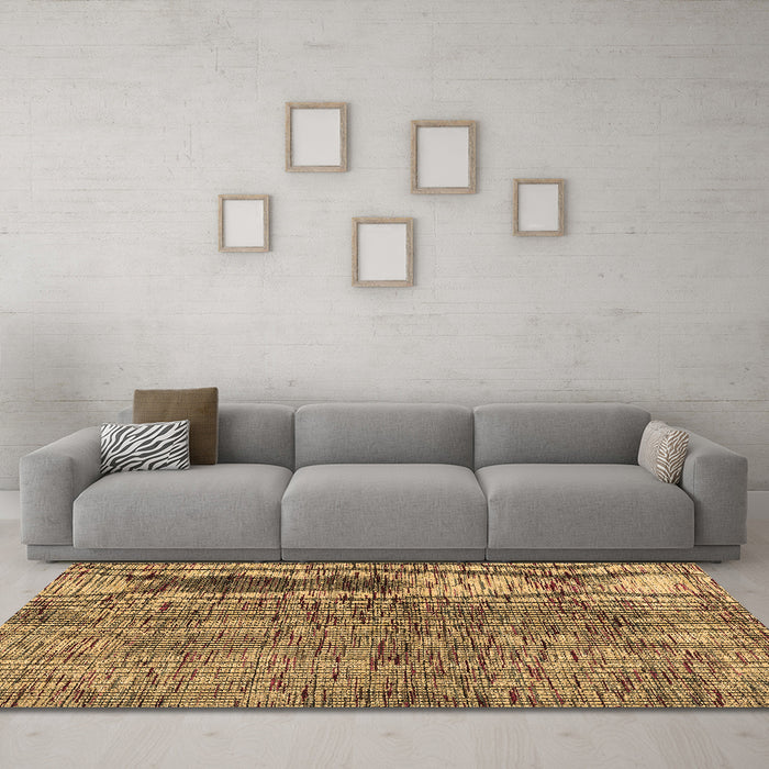 Machine Washable Abstract Brown Modern Rug in a Living Room,, wshabs4609brn