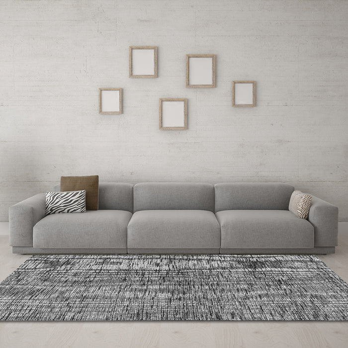 Machine Washable Abstract Gray Modern Rug in a Living Room,, wshabs4609gry