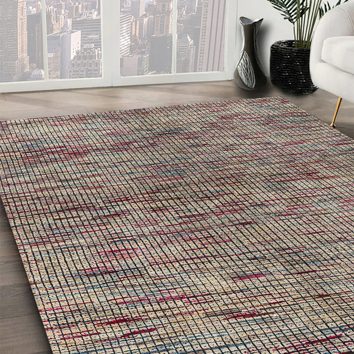 Machine Washable Abstract Dark Brown Rug in a Family Room, wshabs4609