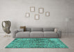 Machine Washable Abstract Turquoise Modern Area Rugs in a Living Room,, wshabs4609turq