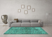 Machine Washable Abstract Turquoise Modern Rug, wshabs4609turq