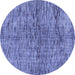 Round Machine Washable Abstract Blue Modern Rug, wshabs4609blu