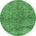 Round Abstract Emerald Green Modern Rug, abs4609emgrn