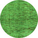 Round Abstract Green Modern Rug, abs4609grn