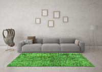 Machine Washable Abstract Green Modern Rug, wshabs4609grn