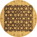 Round Oriental Brown Traditional Rug, abs460brn