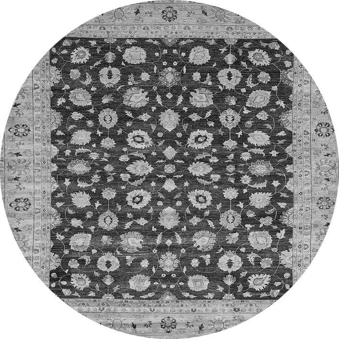 Round Machine Washable Oriental Gray Traditional Rug, wshabs460gry
