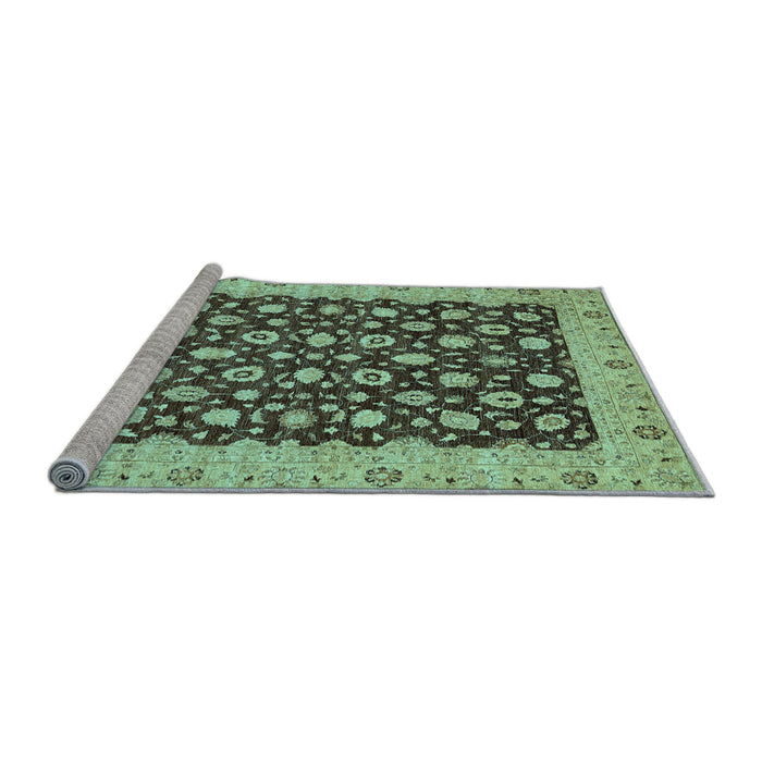 Sideview of Machine Washable Oriental Light Blue Traditional Rug, wshabs460lblu