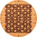 Round Machine Washable Oriental Orange Traditional Area Rugs, wshabs460org