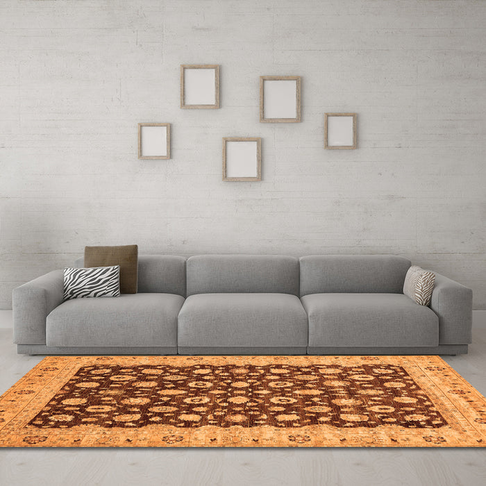 Machine Washable Oriental Orange Traditional Area Rugs in a Living Room, wshabs460org