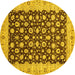 Round Machine Washable Oriental Yellow Traditional Rug, wshabs460yw