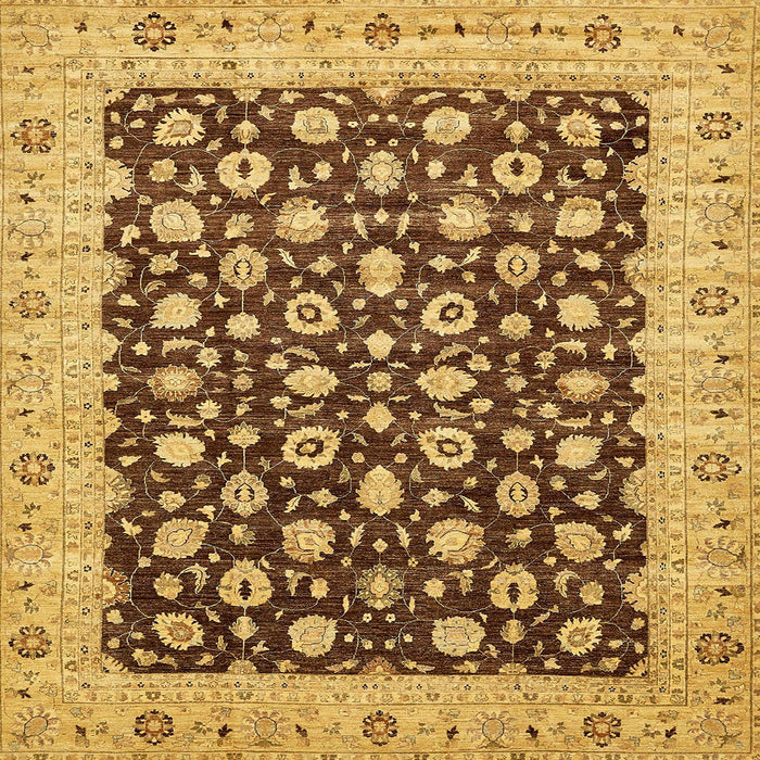 Square Machine Washable Abstract Saddle Brown Rug, wshabs460