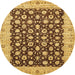 Round Abstract Saddle Brown Oriental Rug, abs460