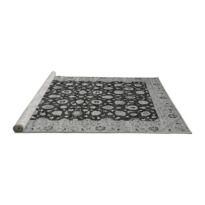 Sideview of Machine Washable Oriental Gray Traditional Rug, wshabs460gry