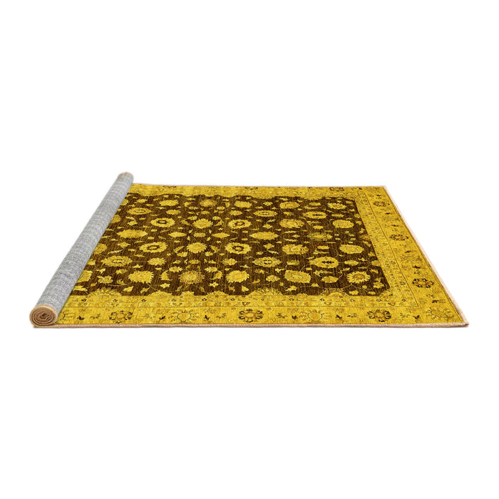 Sideview of Machine Washable Oriental Yellow Traditional Rug, wshabs460yw