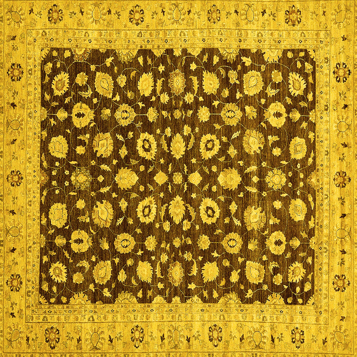 Square Oriental Yellow Traditional Rug, abs460yw