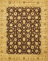 Machine Washable Abstract Saddle Brown Rug, wshabs460