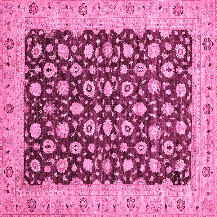Square Machine Washable Oriental Pink Traditional Rug, wshabs460pnk