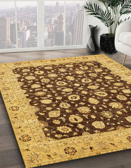 Machine Washable Abstract Saddle Brown Rug in a Family Room, wshabs460