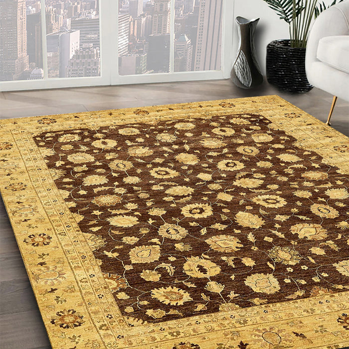 Machine Washable Abstract Saddle Brown Rug in a Family Room, wshabs460