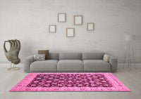 Machine Washable Oriental Pink Traditional Rug, wshabs460pnk