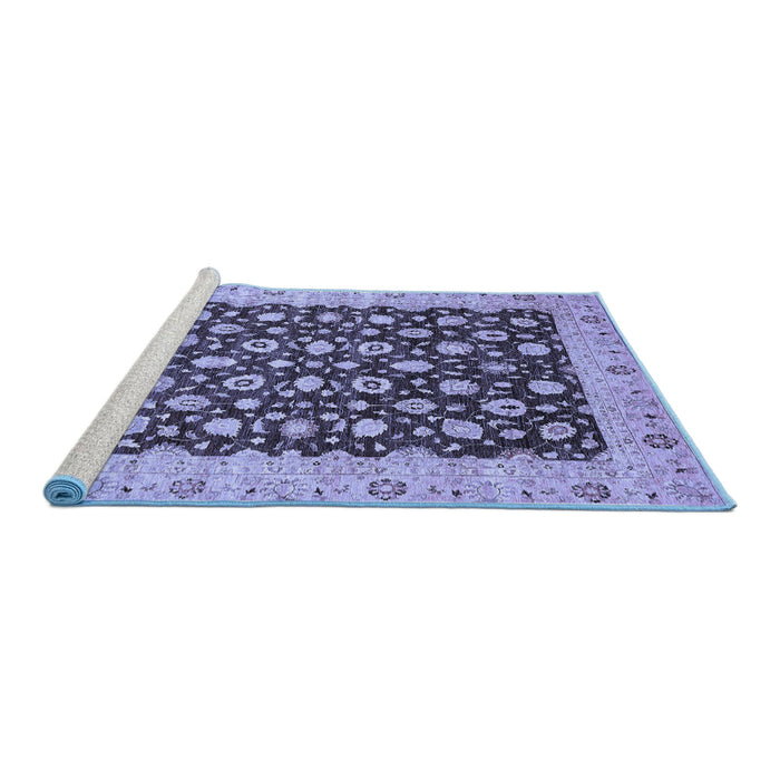 Sideview of Machine Washable Oriental Blue Traditional Rug, wshabs460blu