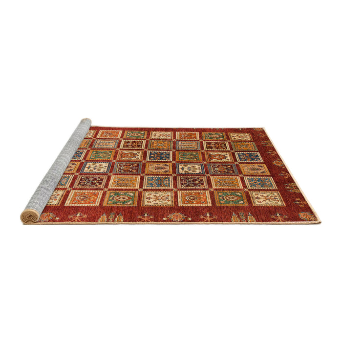 Sideview of Machine Washable Abstract Red Rug, wshabs461