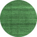 Round Abstract Emerald Green Modern Rug, abs4610emgrn