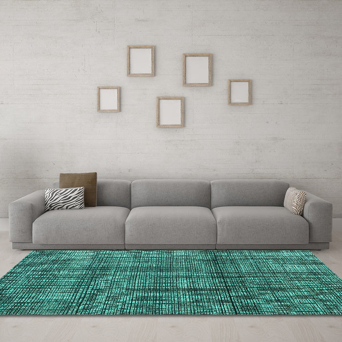 Machine Washable Abstract Turquoise Modern Area Rugs in a Living Room,, wshabs4610turq