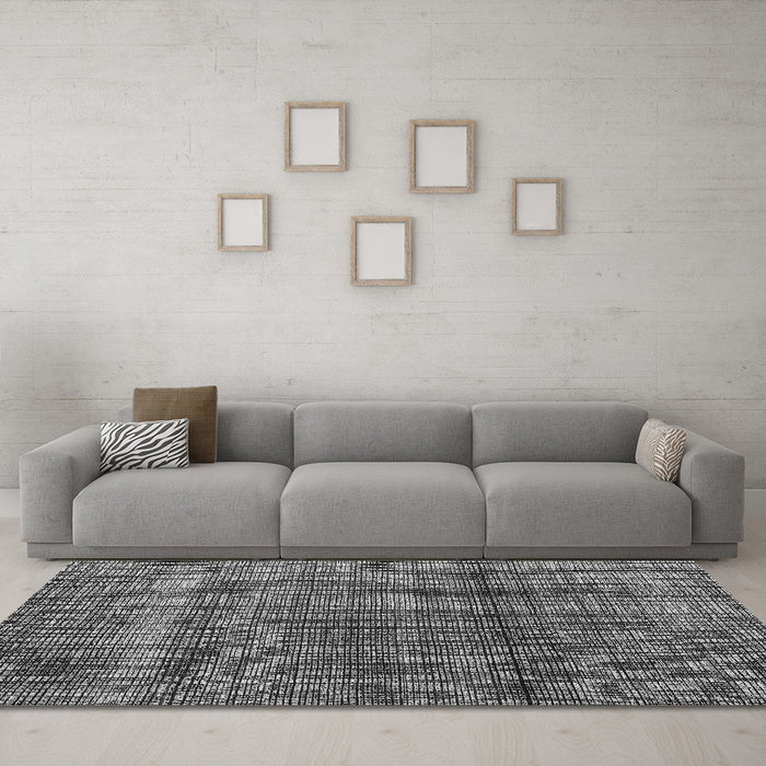 Machine Washable Abstract Gray Modern Rug in a Living Room,, wshabs4610gry